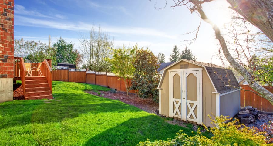 Fenced backyard with storage shed in Myrtle Beach